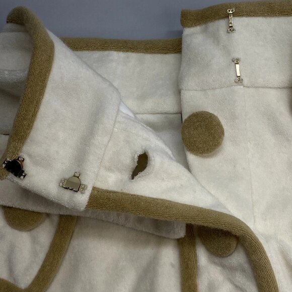 NEW ADRIANA DEGRAS  Terry Belted Button-Up Mini Skirt Off White/Beige Size S - Picture 6 of 8